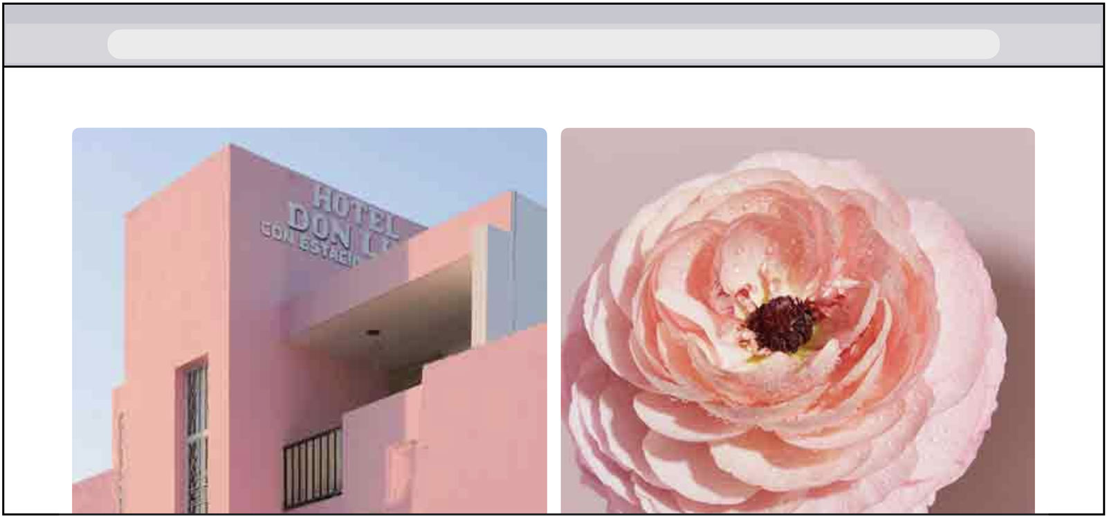 Two very compressed & grainy images next to each other in a layout of a web page.